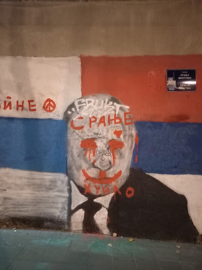 In Belgrade, backers of Ukraine and Russia fight with graffiti